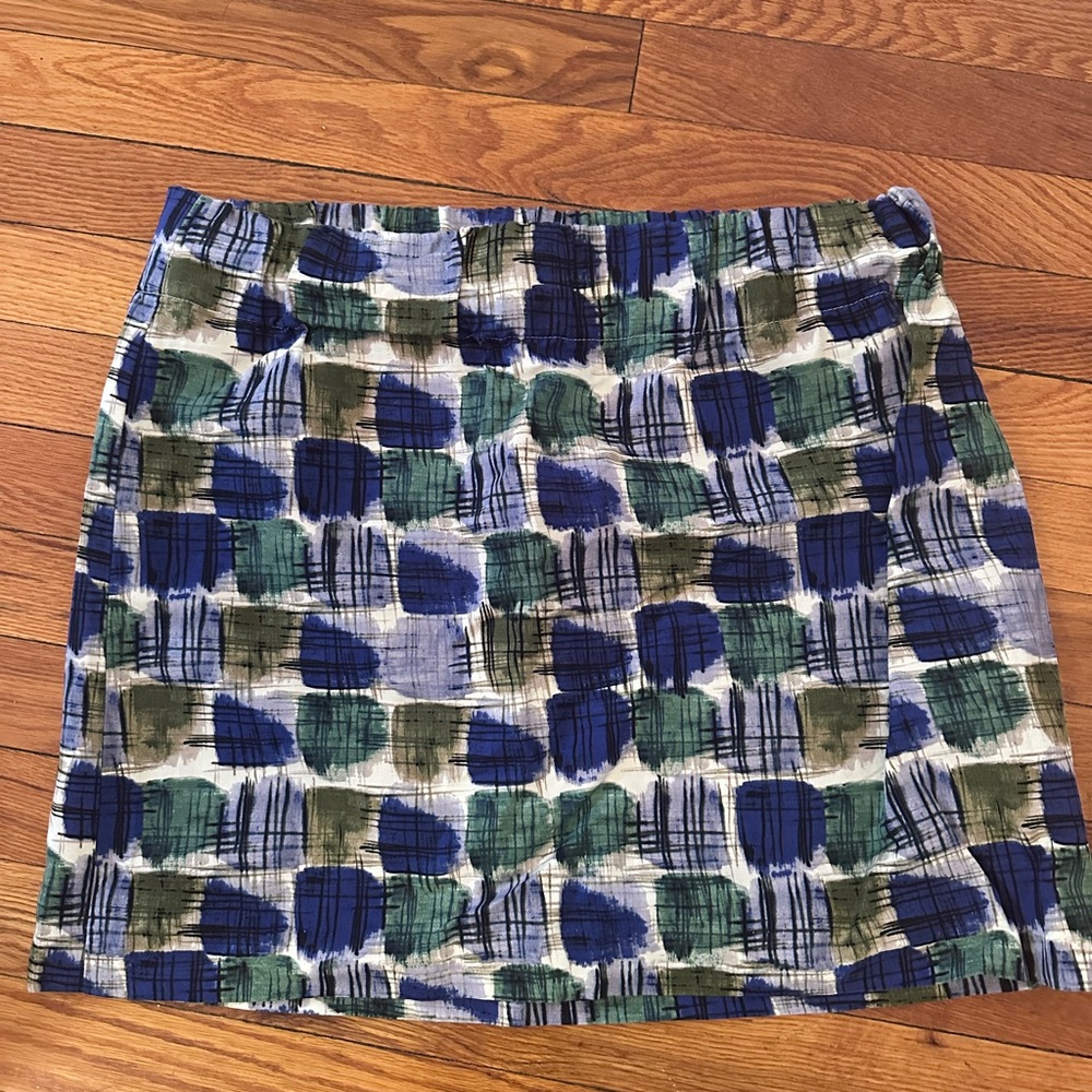 Banana Republic Blue and Green Abstract Mini Skirt